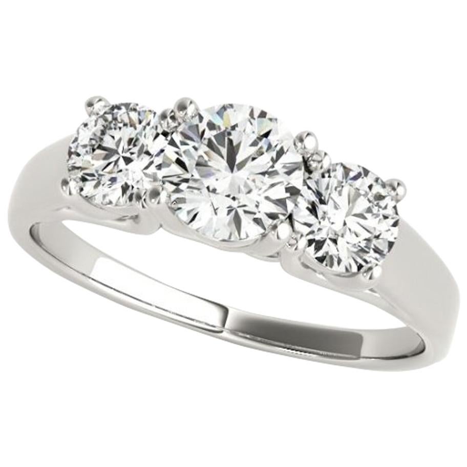 1.15 Carat Round Brilliant Cut Three-Stone Diamond Ring GIA Certified For Sale