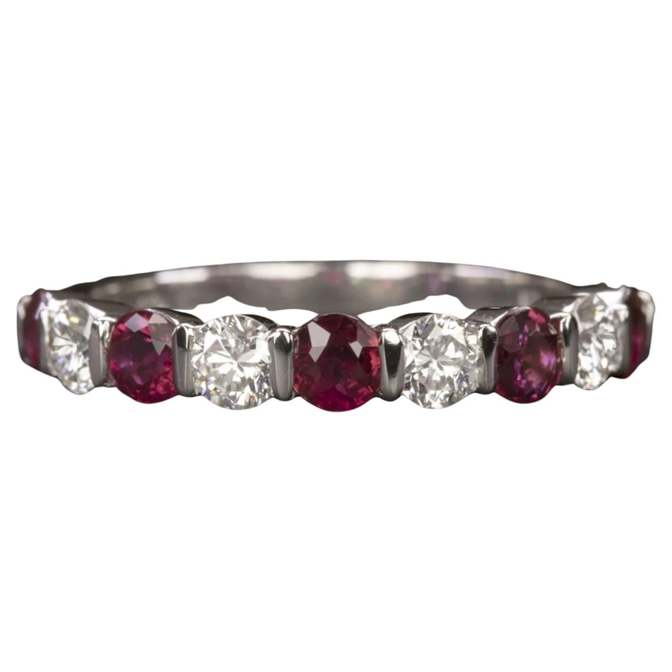 1.15 Carat Ruby Diamond F Vs Excellent Cut Platinum Wedding Ring For Sale