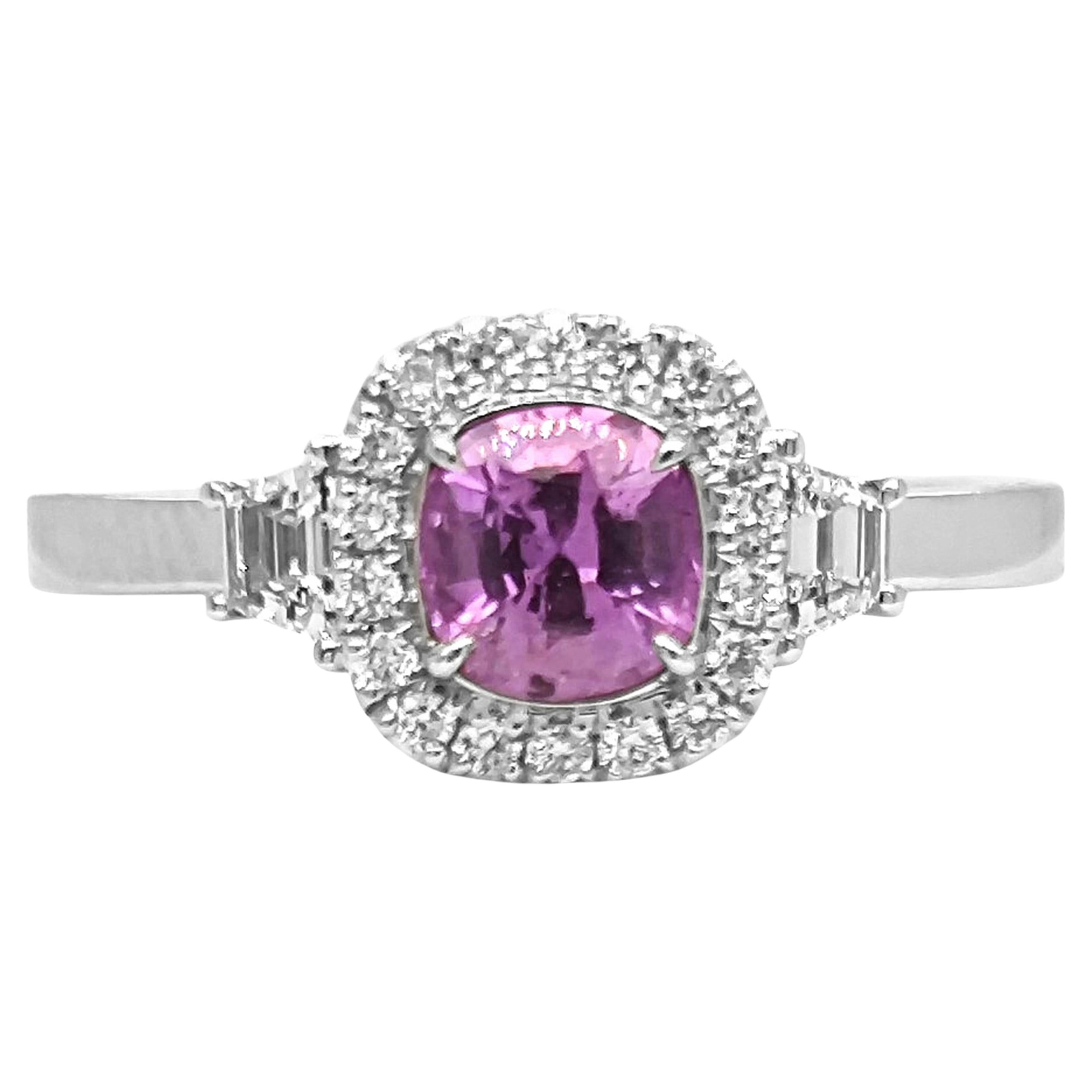 1.15 Carat Sapphire and Fancy Diamond White Gold Ring