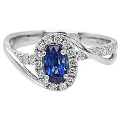 1.15 Carat Sapphire and Fancy Diamond White Gold Ring