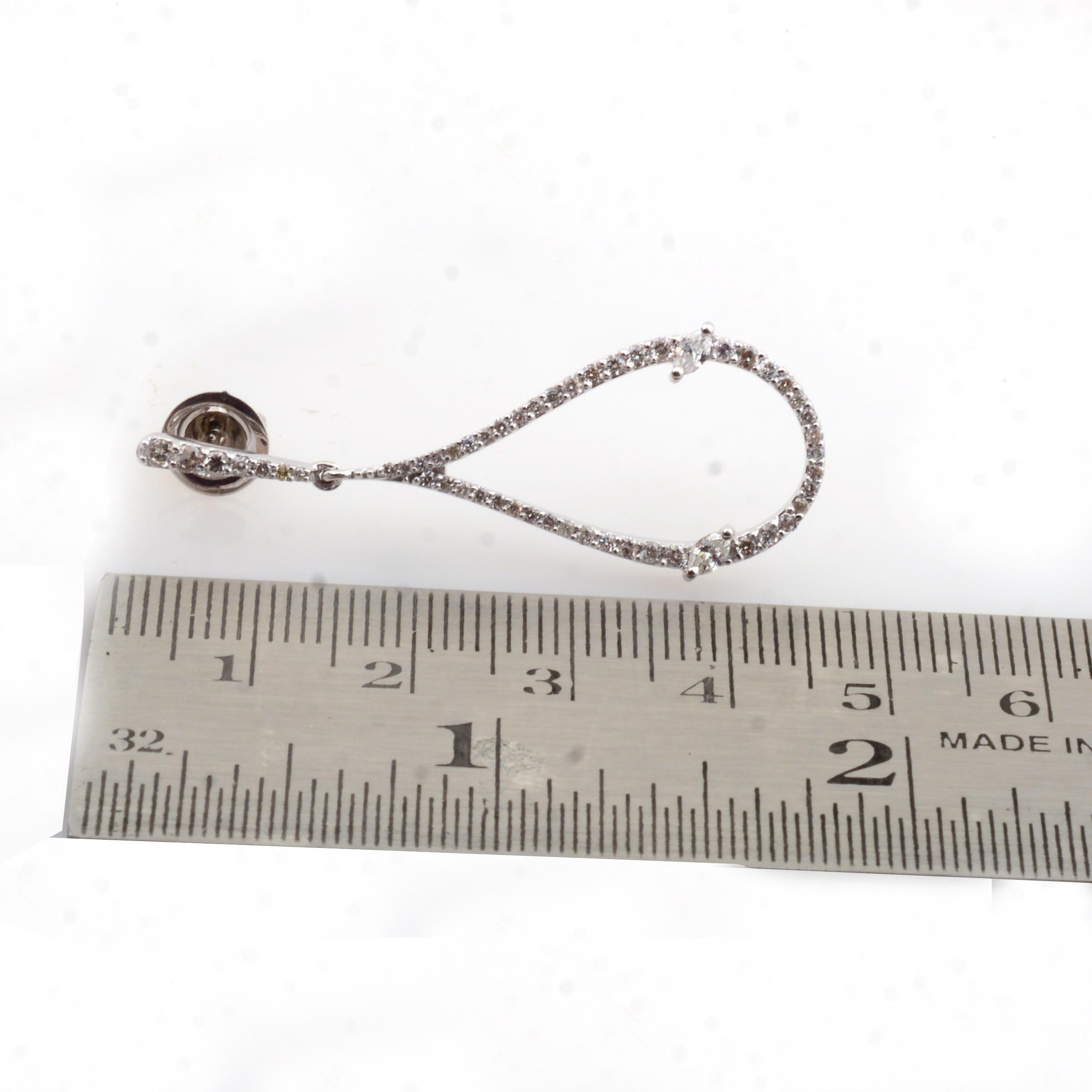 1,15 Karat SI Reinheit HI Farbe Diamant Tropfen Ohrringe 14k Weißgold Feiner Schmuck (Tropfenschliff) im Angebot