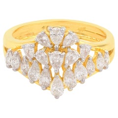1 Carat SI Clarity HI Color Pear Diamond Dome Ring 18 Karat Yellow Gold Jewelry