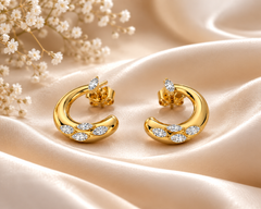 1.15 Carat SI/HI Marquise Diamond Crescent Moon Earrings 18 Karat Yellow Gold