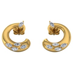 1,15 Karat SI/HI Marquise Diamant-Ohrringe mit Halbmond aus 18 Karat Gelbgold
