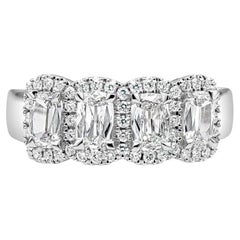 Roman Malakov 1.15 Carat Cushion Cut Diamond Halo Four-Stone Wedding Band