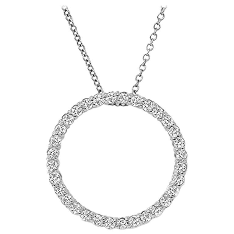 1.15 Carat Total Diamond White Gold Circle Pendant