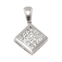 1.15 Carat Total Invisible Set Princess Cut Diamond Pendant
