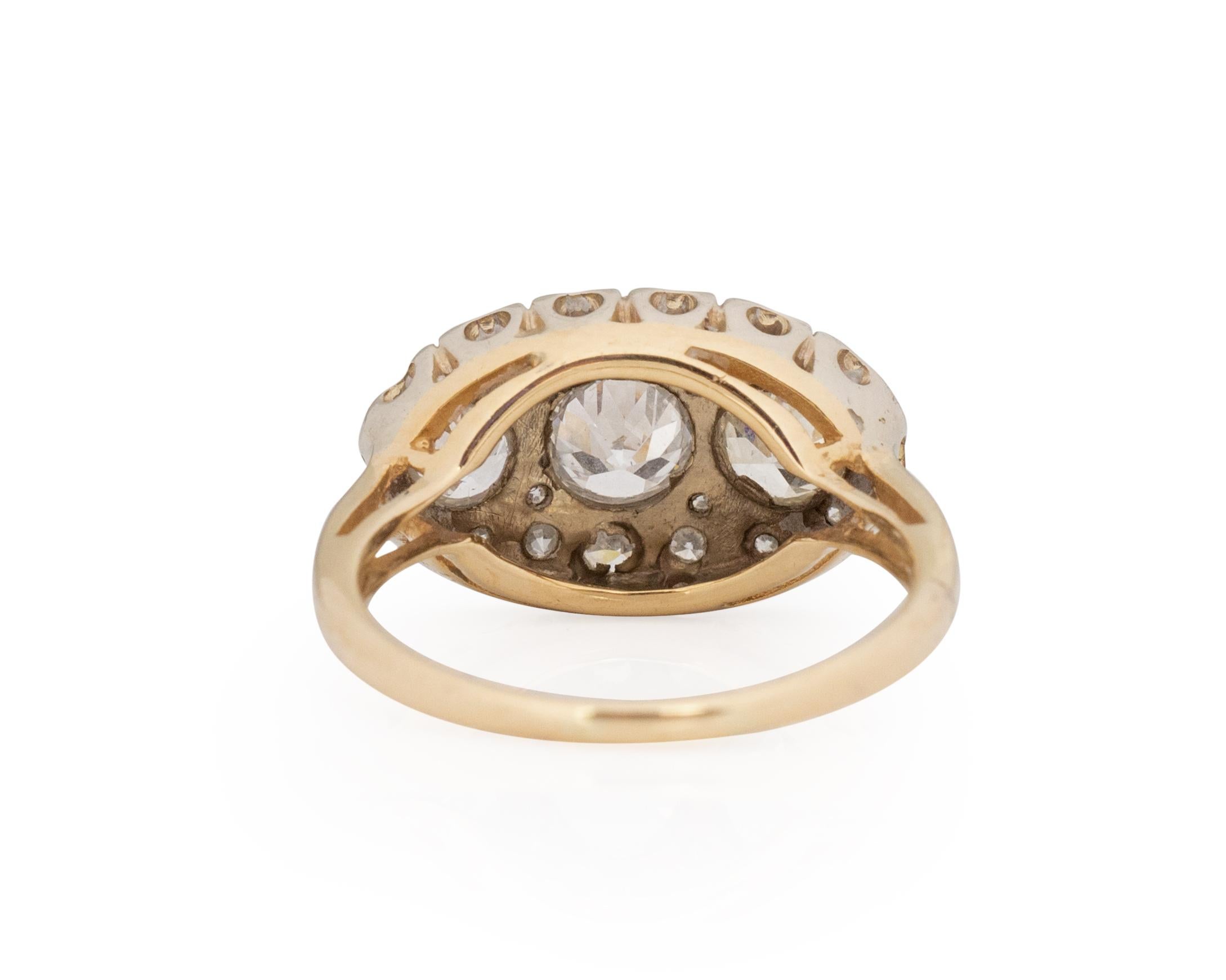1.15 Carat Total Weight Art Deco Diamond 14 Karat Yellow Gold Engagement Ring In Good Condition In Atlanta, GA