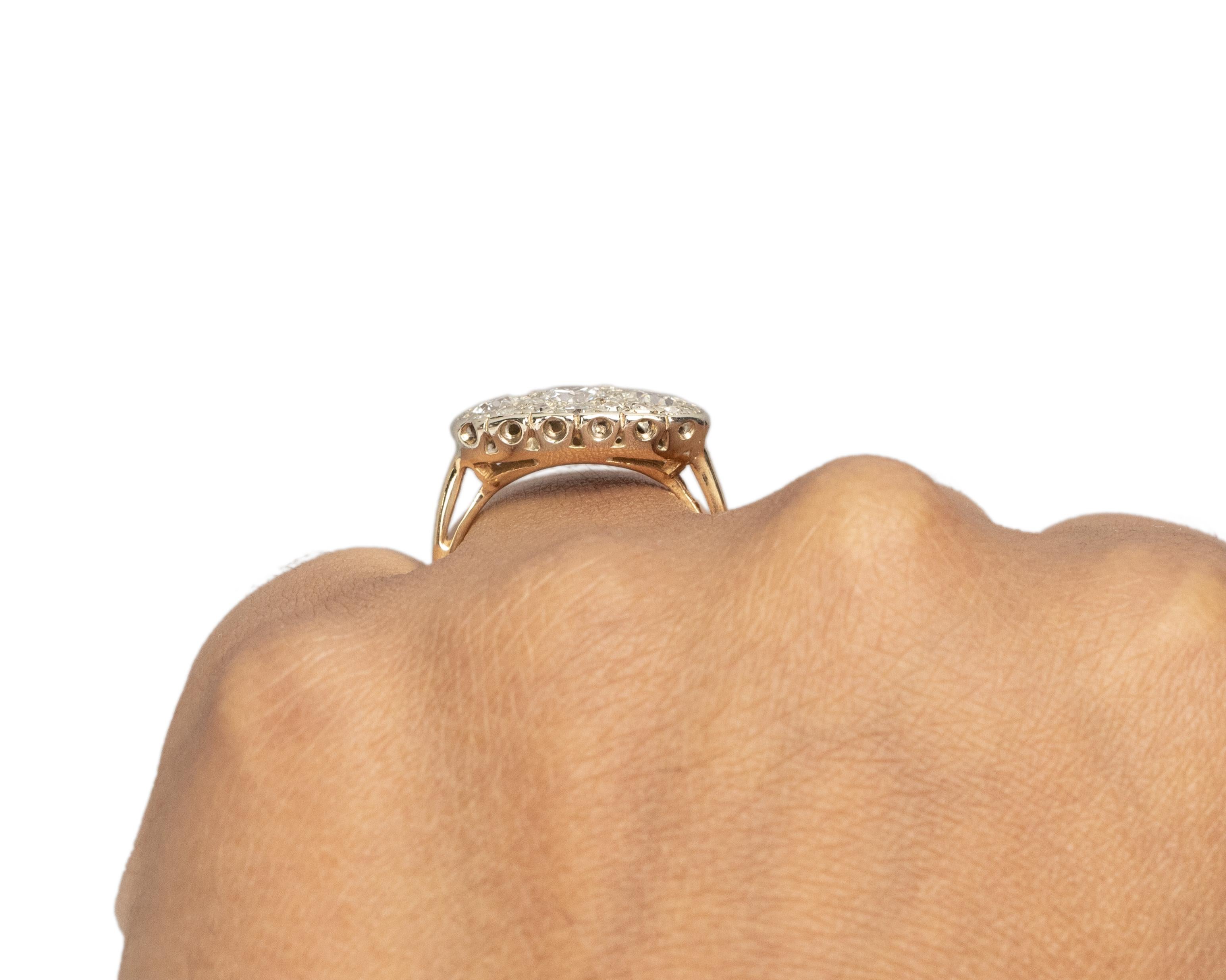 1.15 Carat Total Weight Art Deco Diamond 14 Karat Yellow Gold Engagement Ring 2