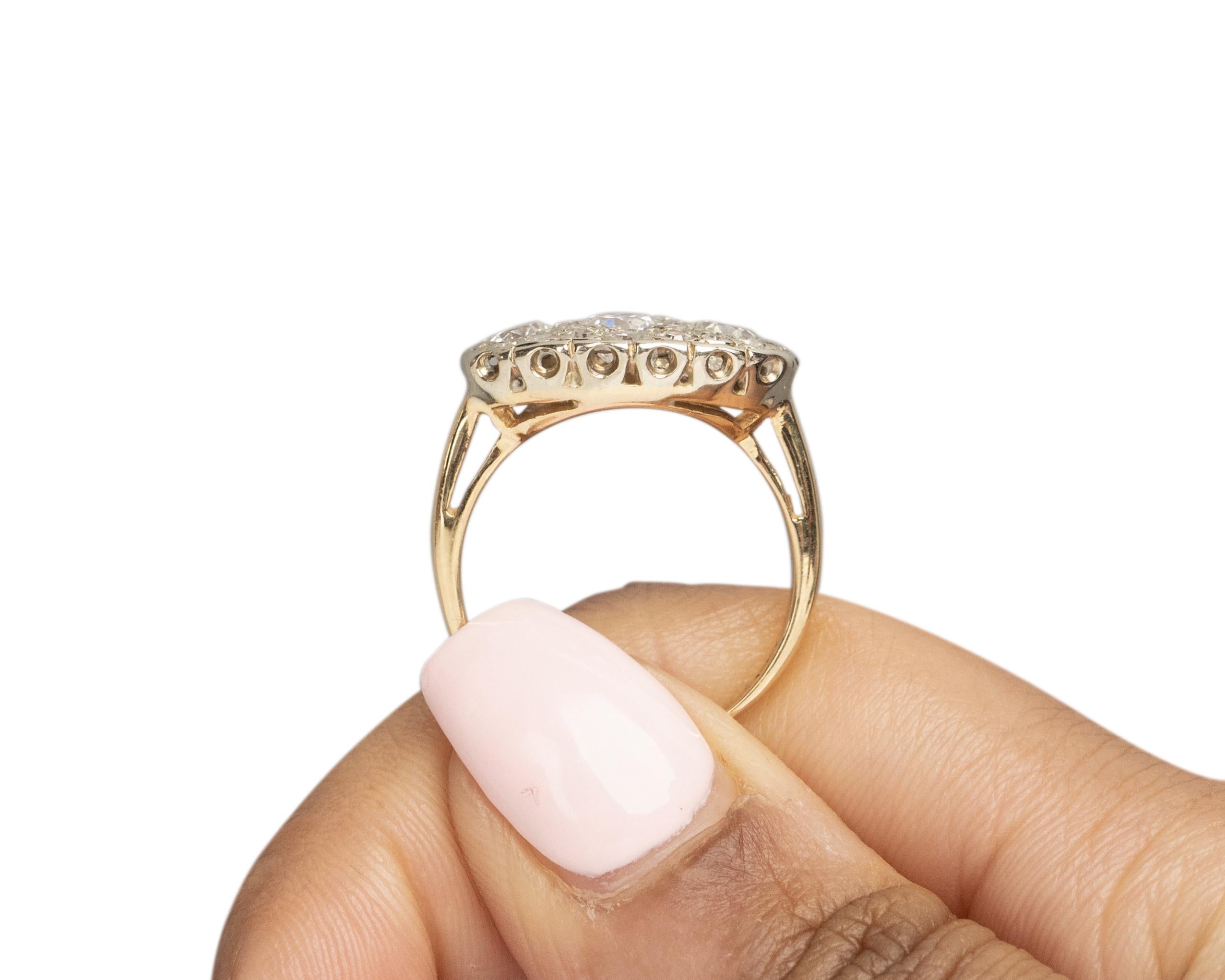 1.15 Carat Total Weight Art Deco Diamond 14 Karat Yellow Gold Engagement Ring 4