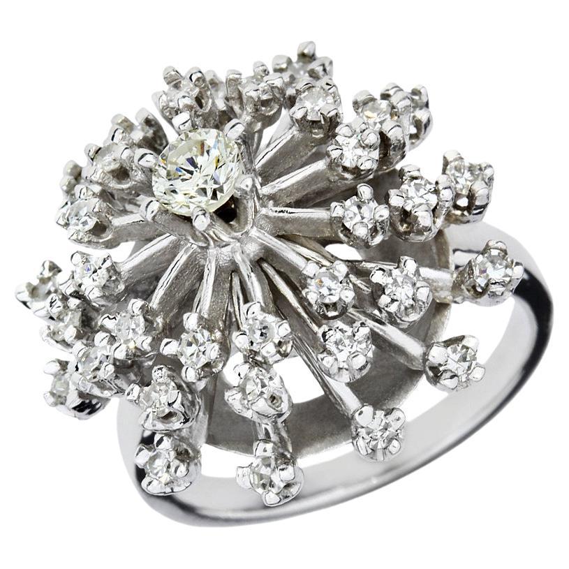 1.15 Carat Total Weight Diamond "Make a Wish" 14K Cluster Ring For Sale