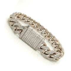 11.5 Carat Unisex 14k White Gold Iced Out Cuban Link Diamond Bracelet, 114g