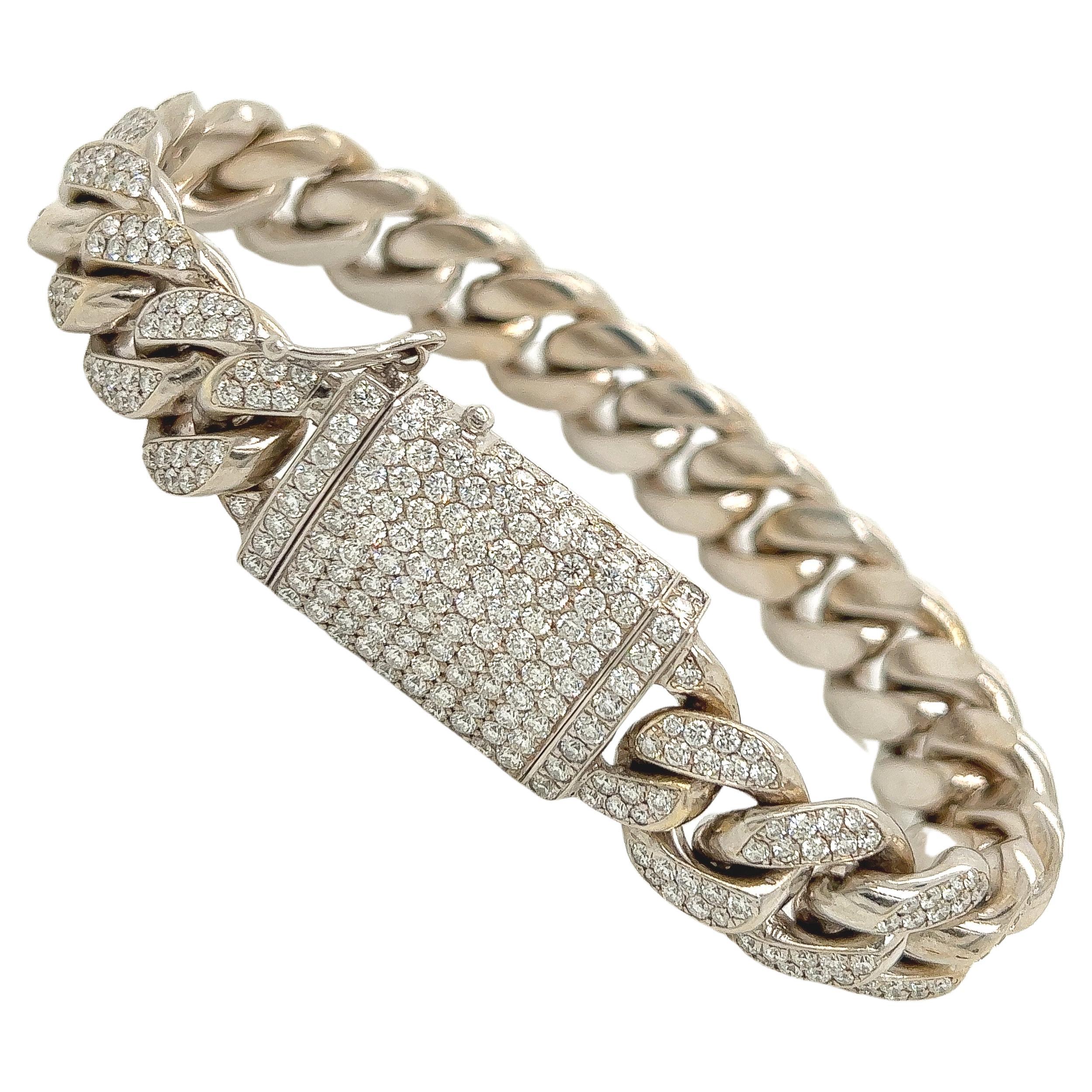 11.5 Carat Unisex 14k White Gold Iced Out Cuban Link Diamond Bracelet, 114g