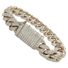 11.5 Carat Unisex 14k White Gold Iced Out Cuban Link Diamond Bracelet, 114g