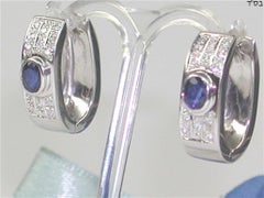 1.15 Carat White Gold Diamond Sapphire Hoop Earrings