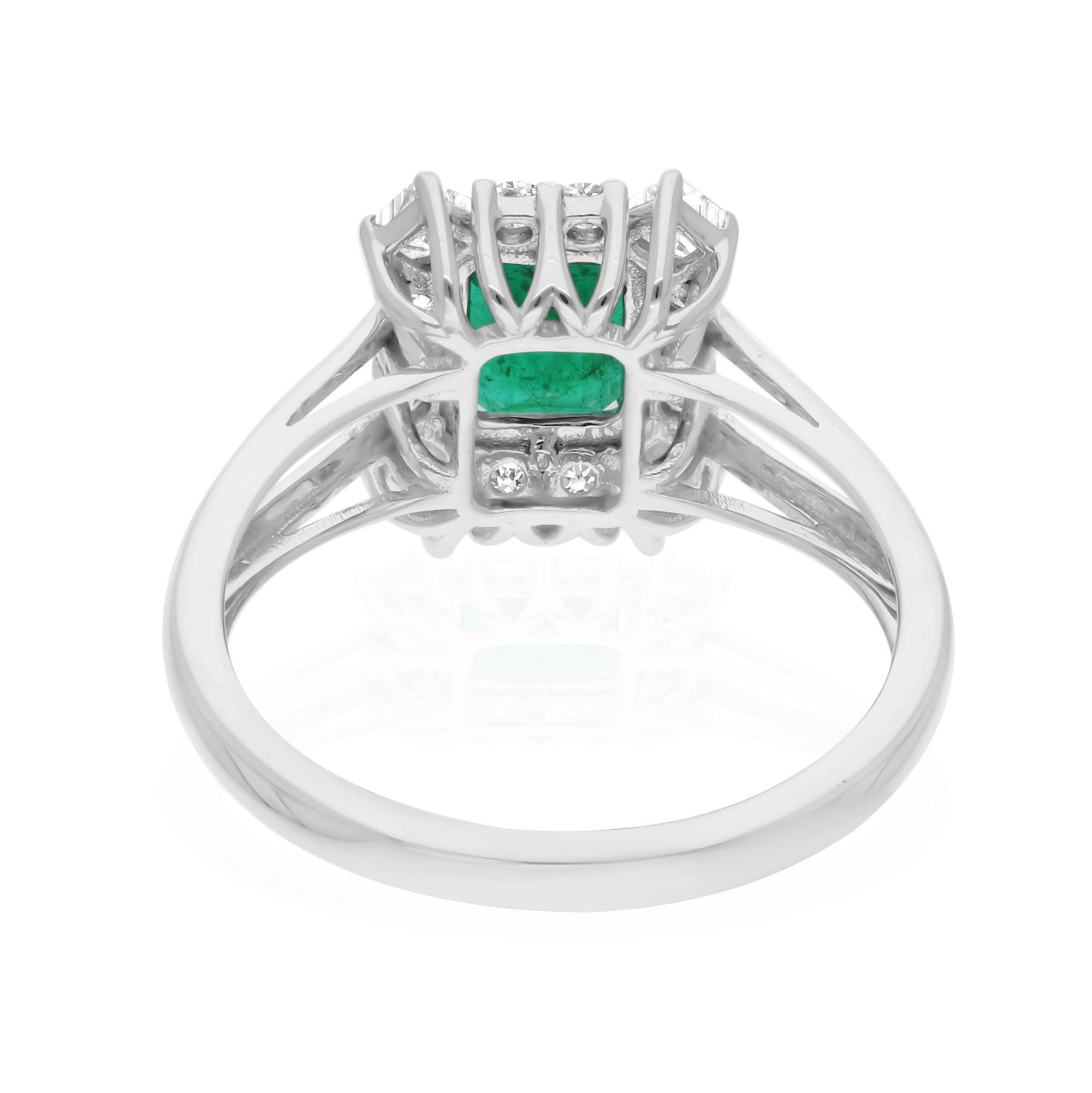1,15 Karat sambischer Smaragd Cocktail-Ring 0,51 Karat SI/H Diamant 14k Weißgold im Angebot 1
