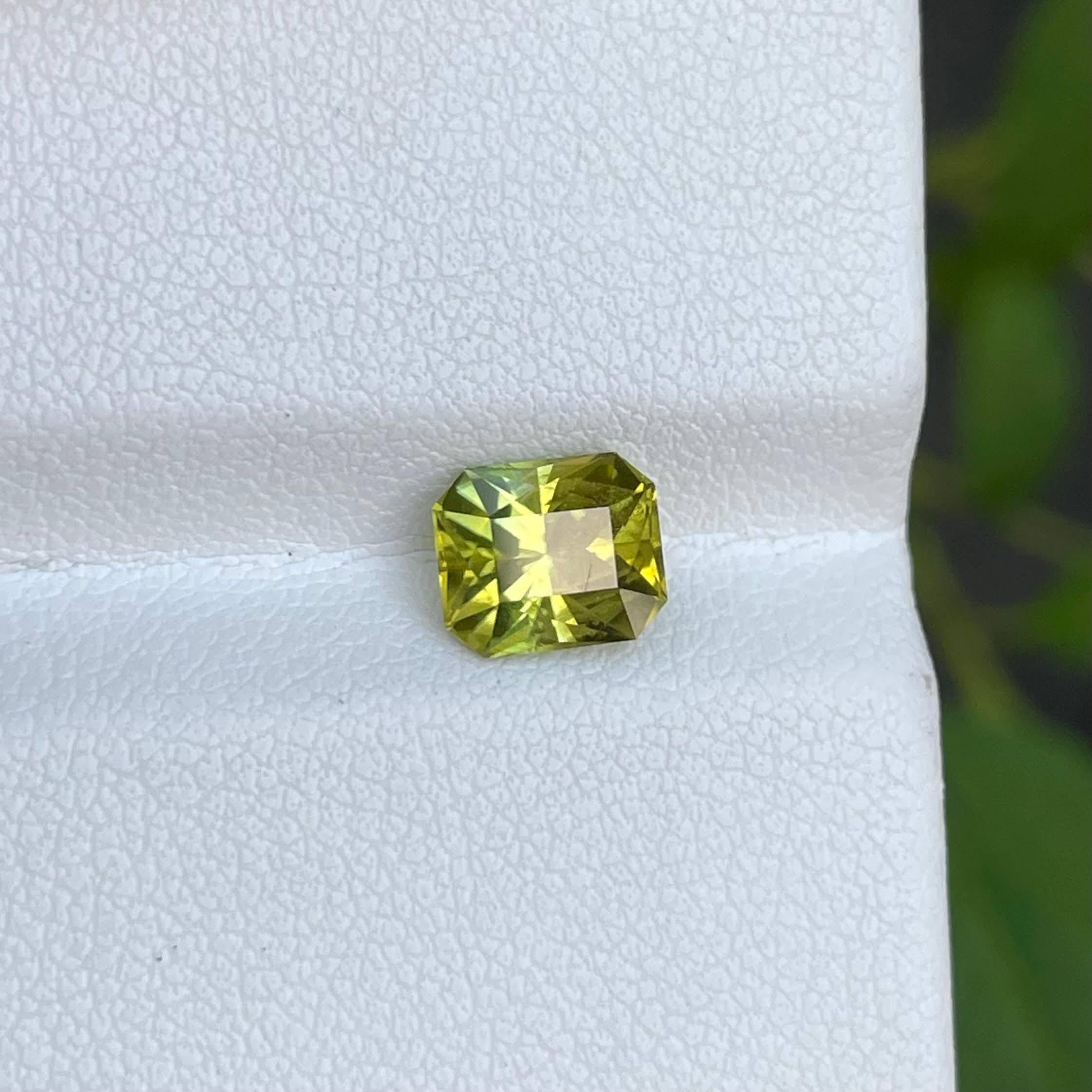 Octagon Cut 1.15 carats Canary Tourmaline Custom Precision Cut Natural African Gemstone For Sale