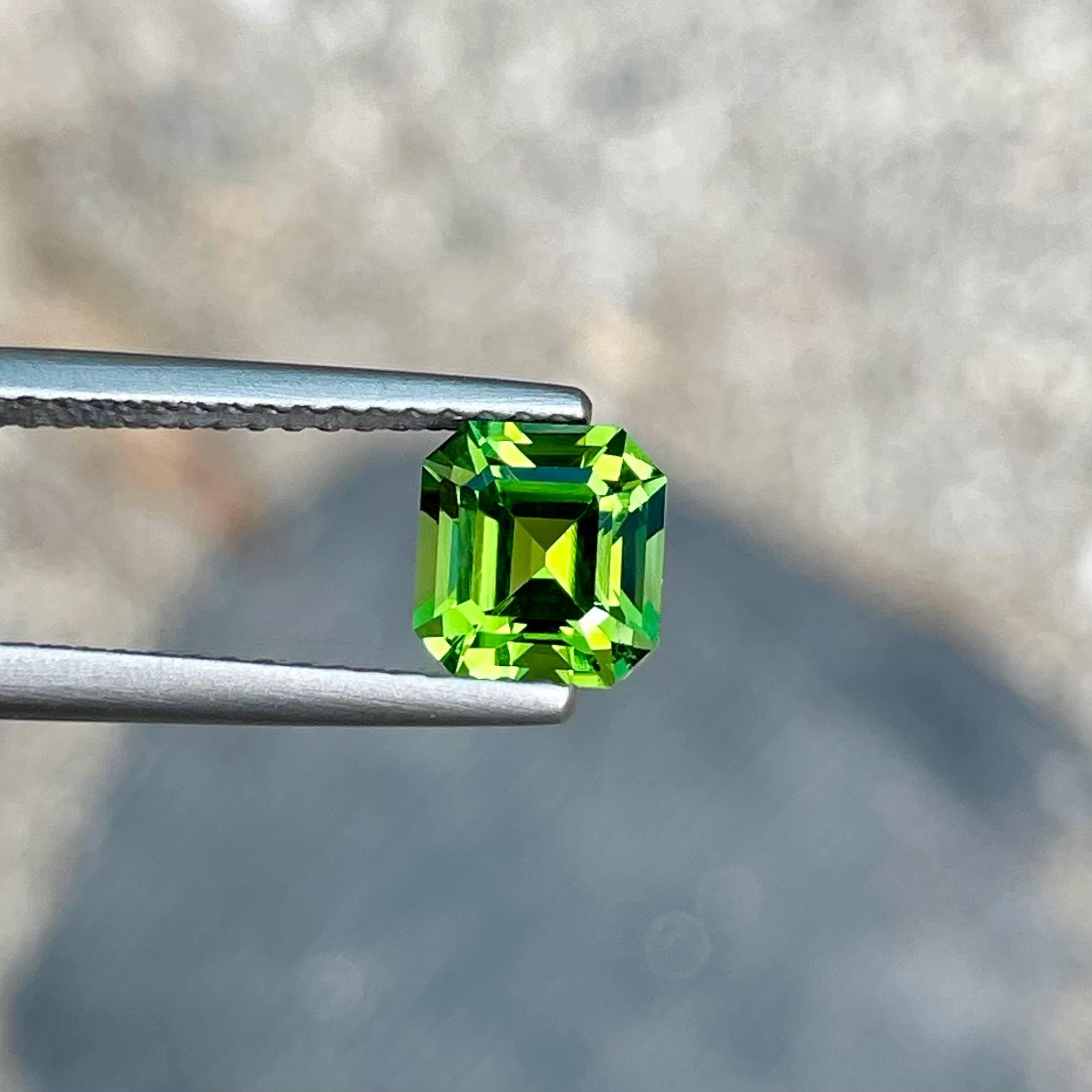 Weight 1.15 carats 
Dimensions 6.1x5.7x4.4 mm
Treatment none 
Origin Afghanistan 
Clarity eye clean 
Shape octagon 
Cut emerald 



The exquisite Green Tourmaline stone, boasting a weight of 1.15 carats, captivates with its stunning Emerald Cut,