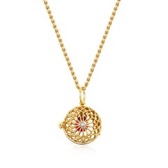 1.15 Carat Pink Tourmaline & Diamonds 18 Karat Yellow Gold Pendant Necklace