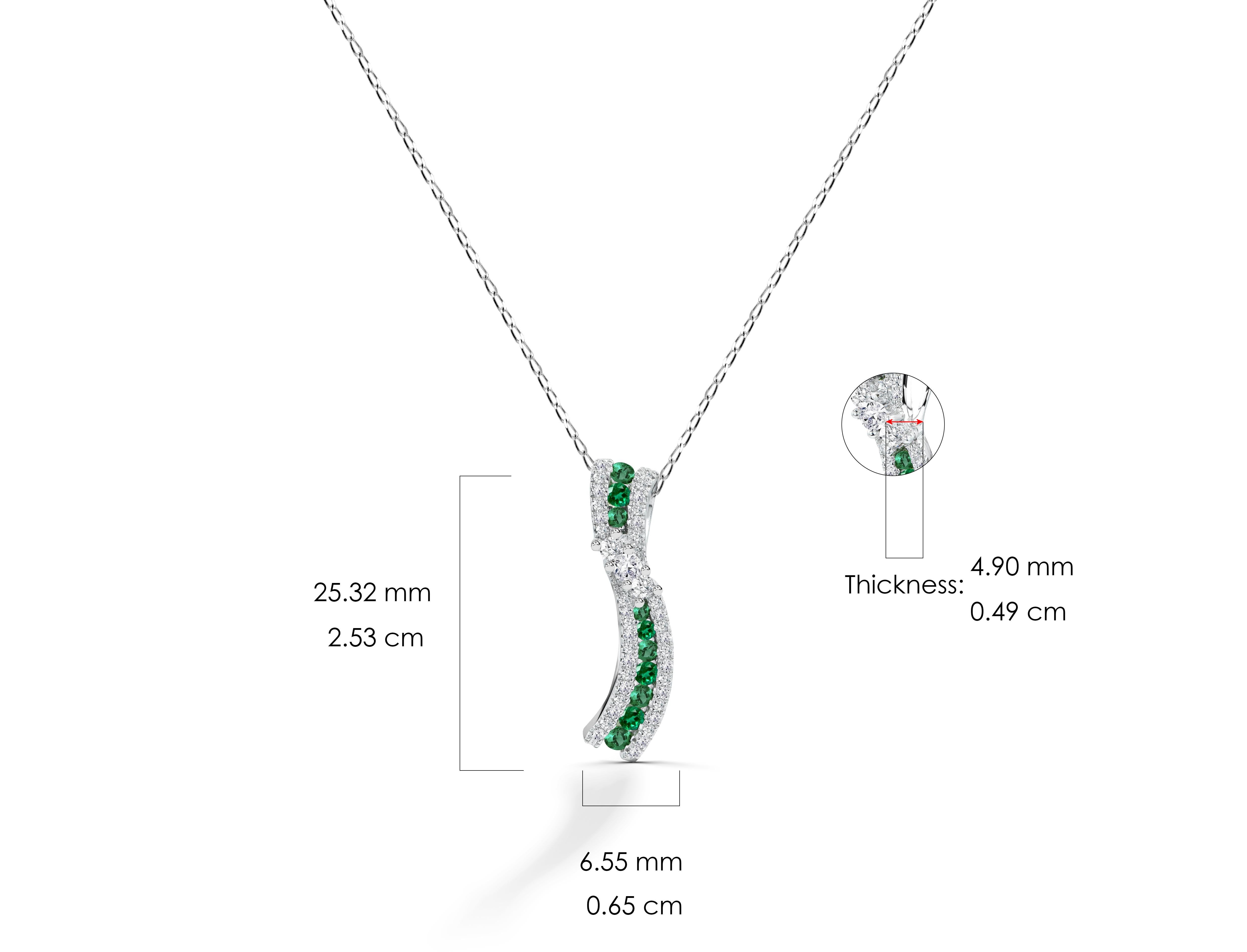 1,15 Karat Diamant- und Smaragd-Halskette aus 14 Karat Gold im Angebot 3