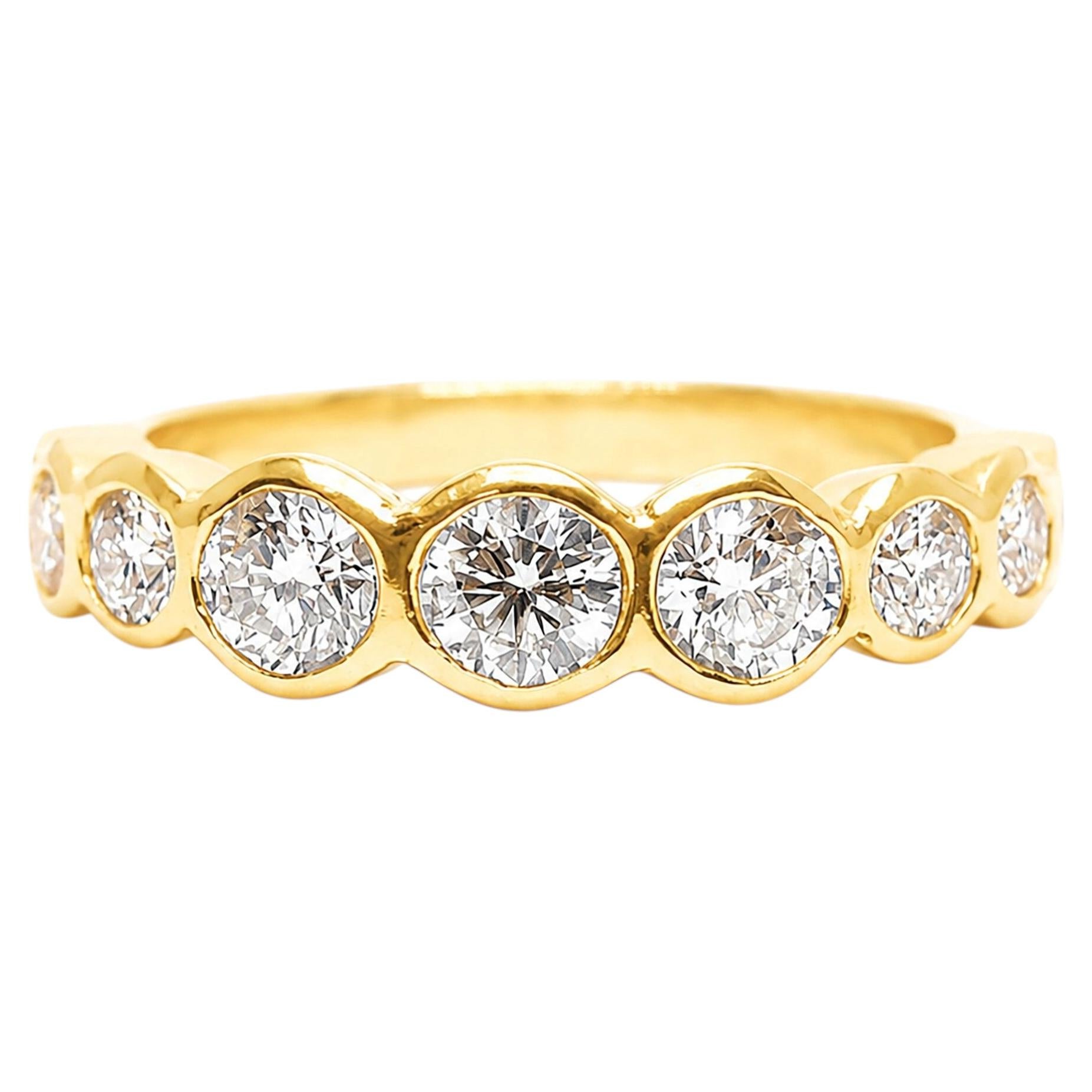 1.15 Ct Diamond Bridal Band 18k Gold HI VS Diamond Wedding Band Bezel Set