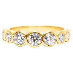 1.15 Ct Diamond Bridal Band 18k Gold HI VS Diamond Wedding Band Bezel Set