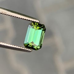 Gema de turmalina natural de 1,15 ct, de color verde menta y talla esmeralda, para joyería, 7 mm