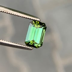 Gema de turmalina natural de 1,15 ct, de color verde menta y talla esmeralda, para joyería, 7 mm