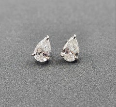 1.15 ct Pear Shaped Diamond Studs set in 14k White Gold
