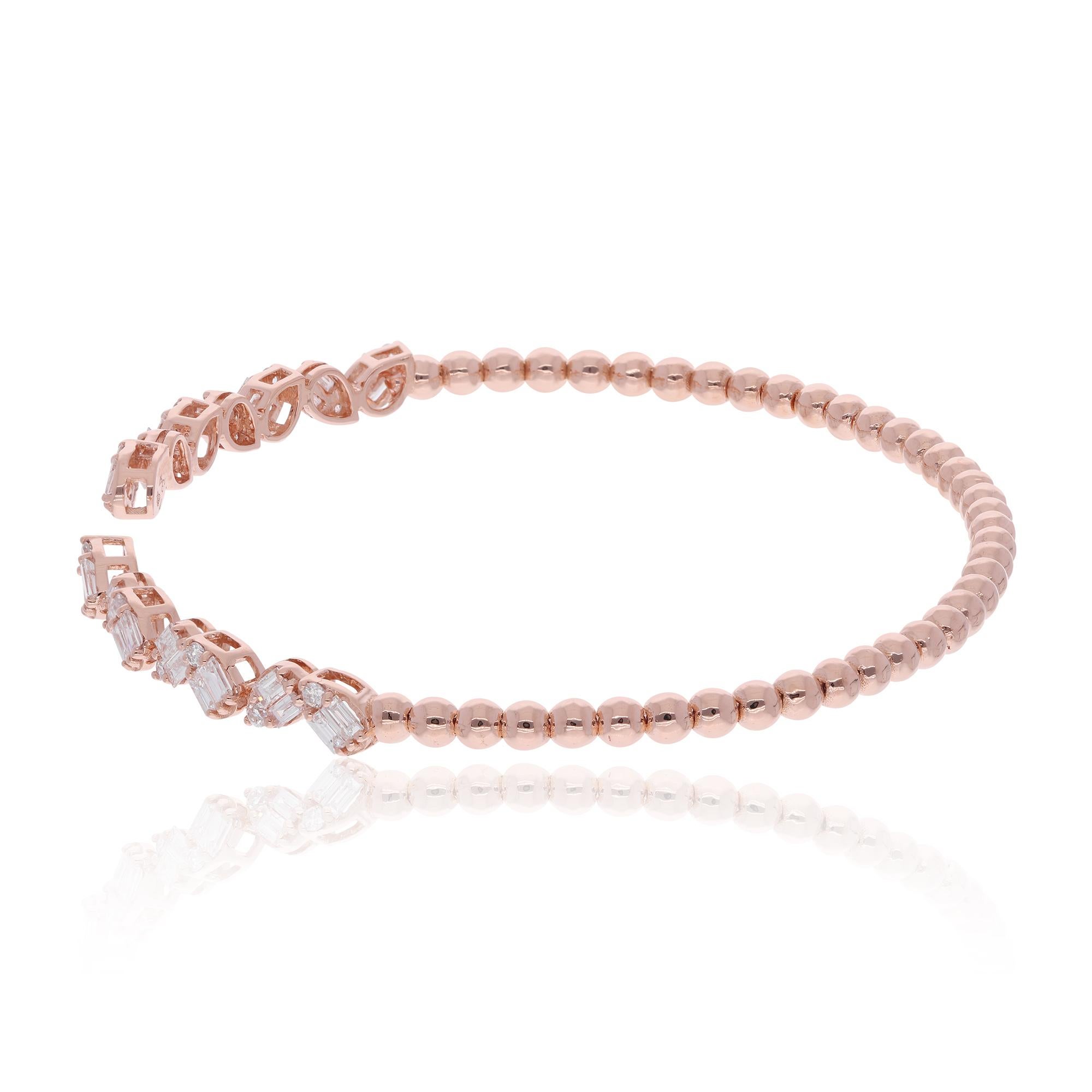 1,15 quilates SI/H Brazalete de diamantes moderno Oro rosa de 14 quilates Joyas hechas a mano Moderno en venta