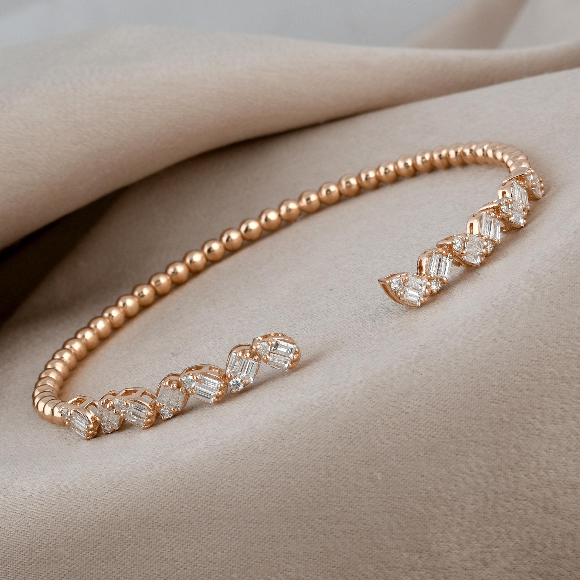 1,15 quilates SI/H Brazalete de diamantes moderno Oro rosa de 14 quilates Joyas hechas a mano en Nuevo estado para la venta en Diera, Dubai