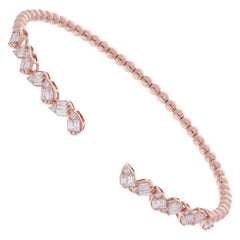 Bracciale con diamanti moderni da 1,15 carati SI/H Gioielli fatti a mano in oro rosa 14 carati