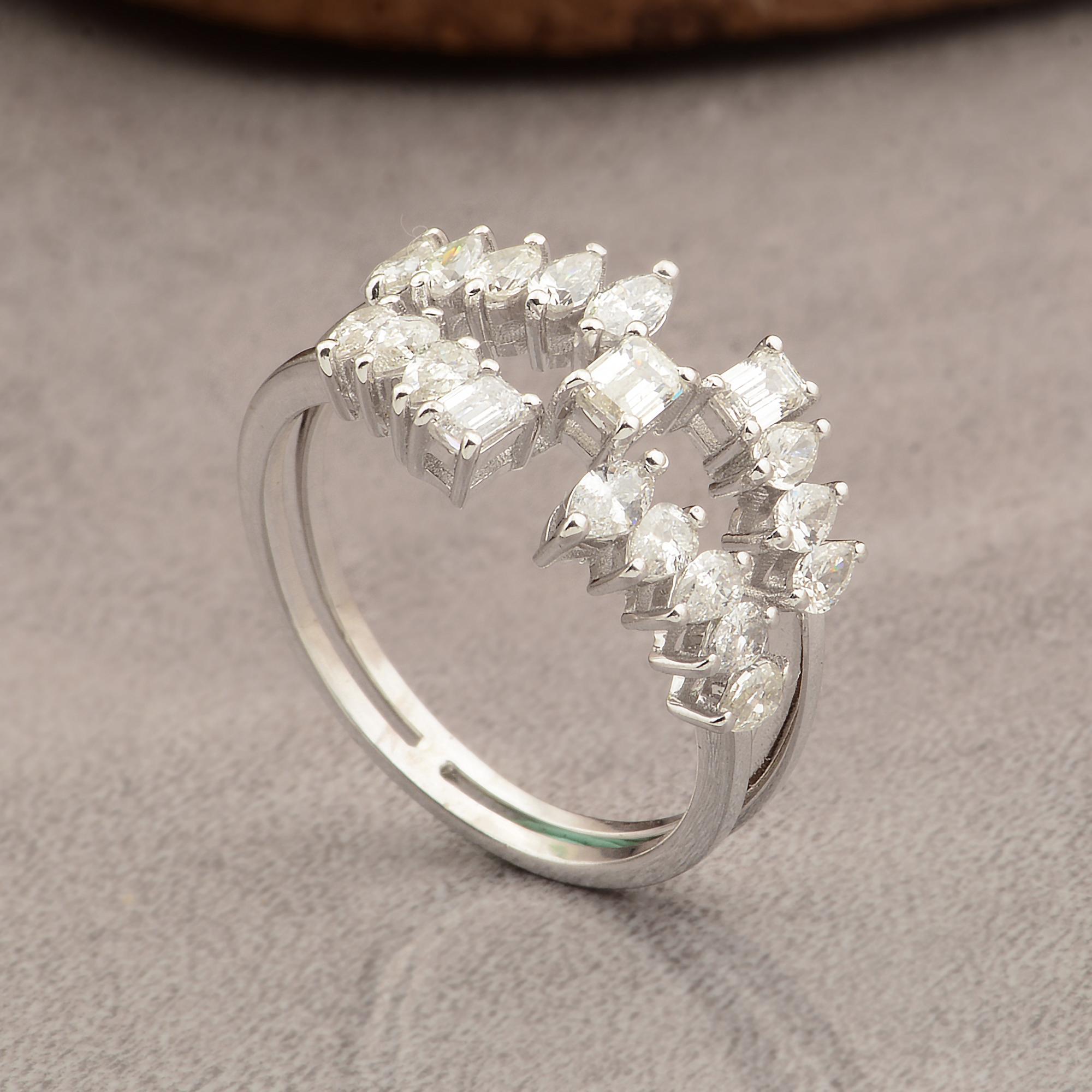 For Sale:  1.15 Ct SI/HI Diamond Wedding Band Ring for Women 18 Karat White Gold Jewelry 4