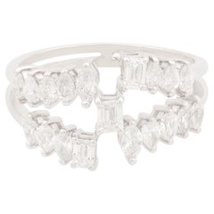 1.15 Ct SI/HI Diamond Wedding Band Ring for Women 18 Karat White Gold Jewelry