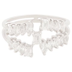 1.15 Ct SI/HI Pear Marquise Emerald Cut Diamond Ring 18 Karat White Gold Jewelry
