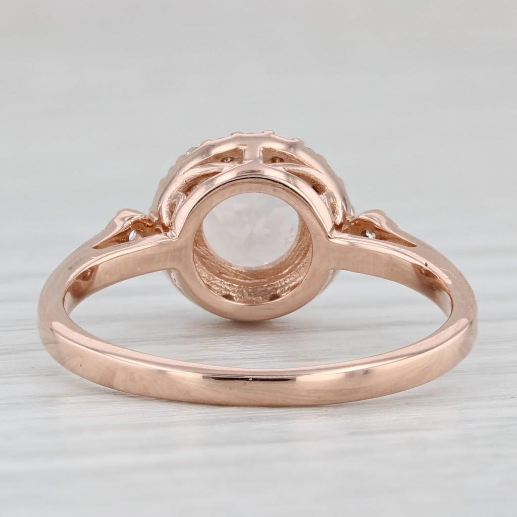 Gemstone Information:
- Natural Morganite -
Total Carats - 1 ct
Cut - Round
Color - Pale Pink
*Please note this has a surface reaching inclusion

- Natural Diamonds -
Total Carats - 0.15 ctw
Cut - Round 
Color - F-H
Clarity - VS2-SI2

Metal: 14K
