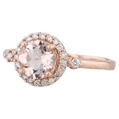 1,15 ctw Morganit Diamant Halo Verlobungsring 14K Roségold Größe 8