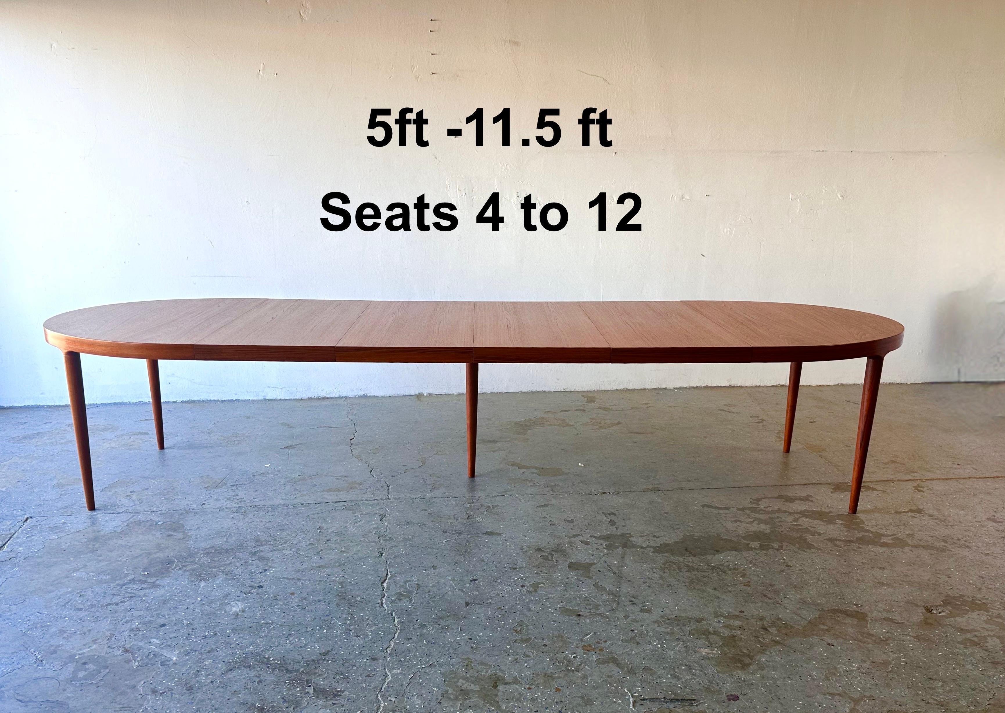 11.5 ft Teak Mid Century Danish Modern Harry Ostergaard Dining table seats 12 For Sale 7