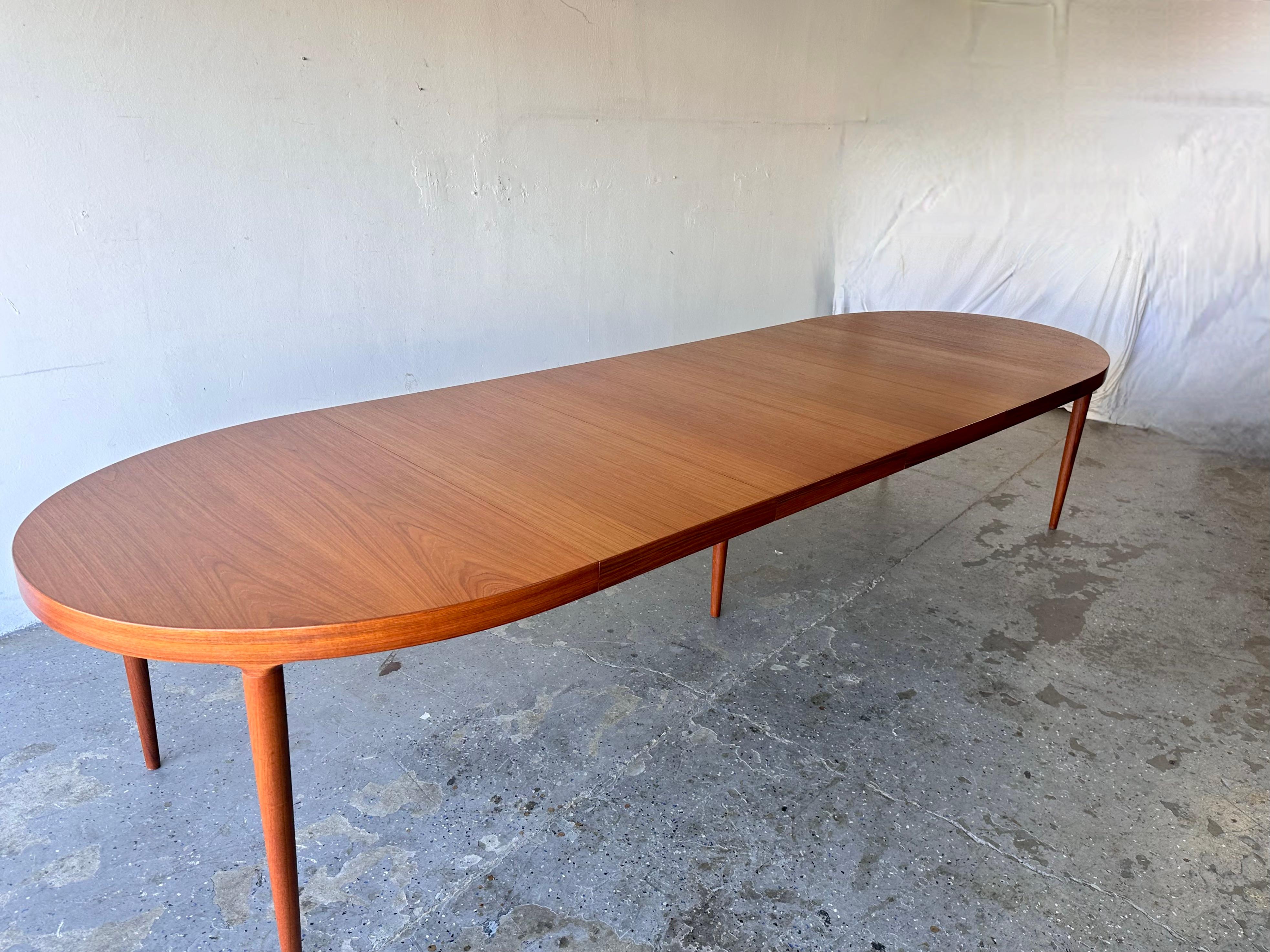 11.5 ft Teak Mid Century Danish Modern Harry Ostergaard Dining table seats 12 For Sale 9