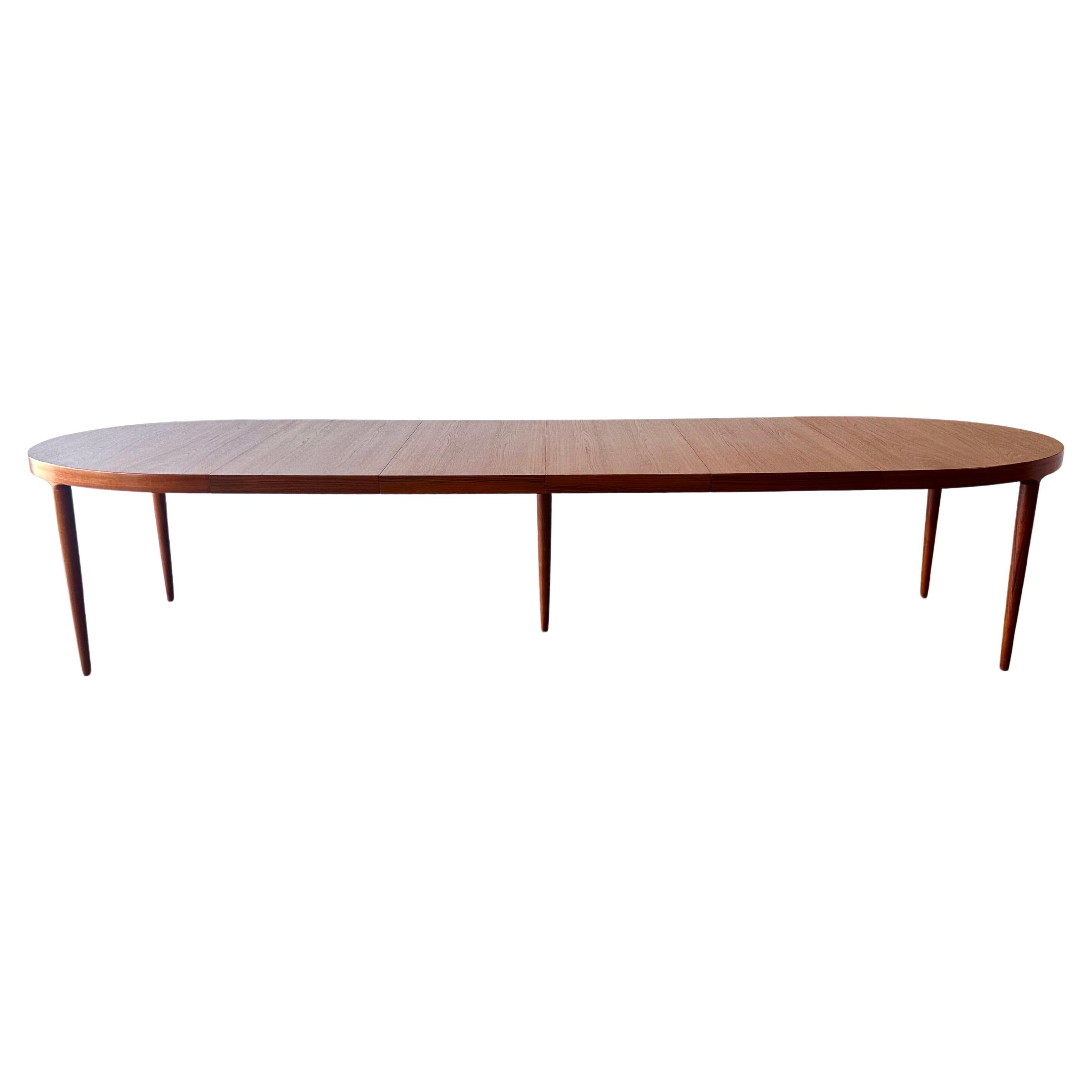 11.5 ft Teak Mid Century Danish Modern Harry Ostergaard Dining table seats 12 For Sale