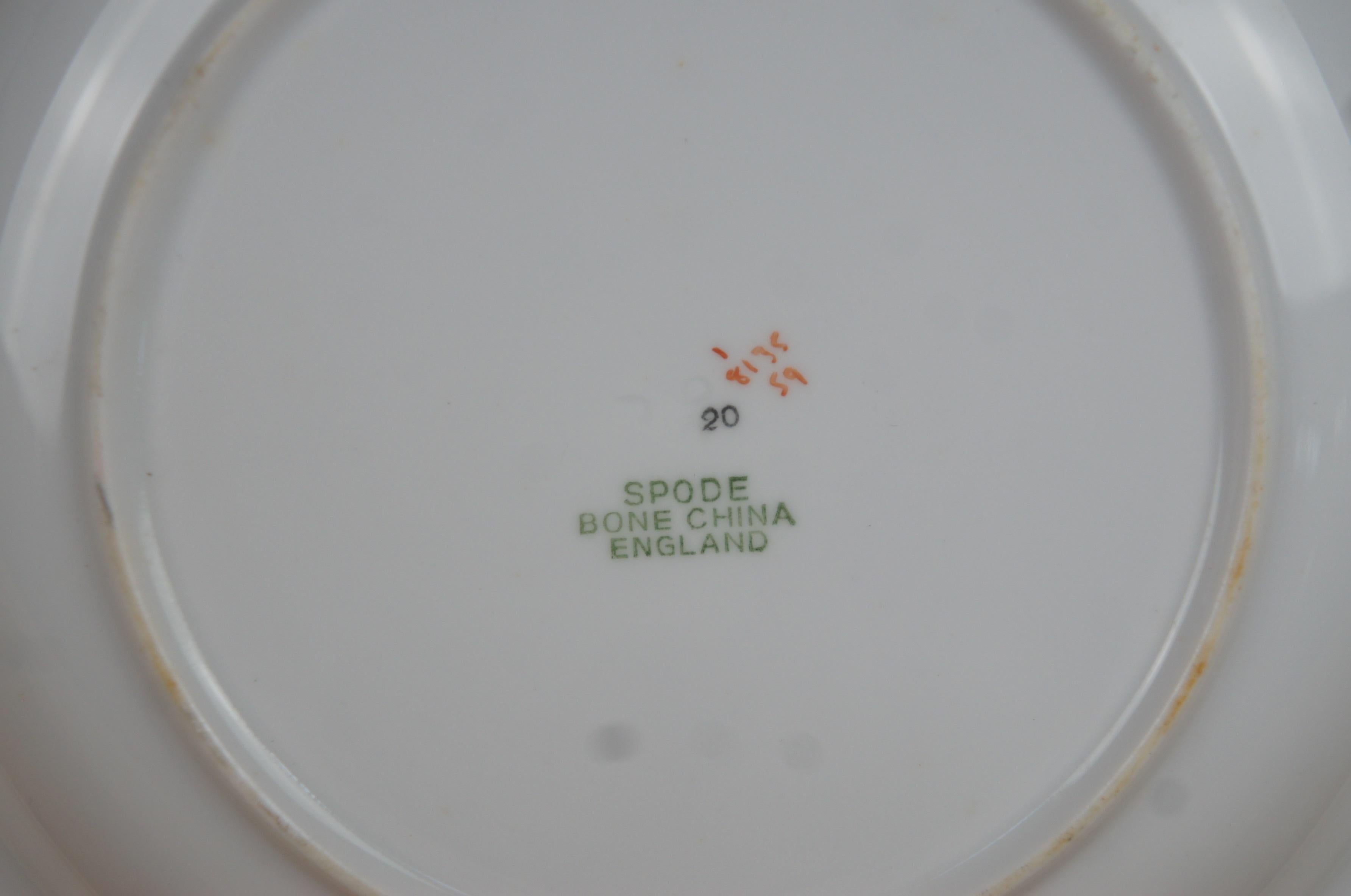 115 Pc Vintage English Spode Green Basket China Dinner Plates Bowls Tea Service 4