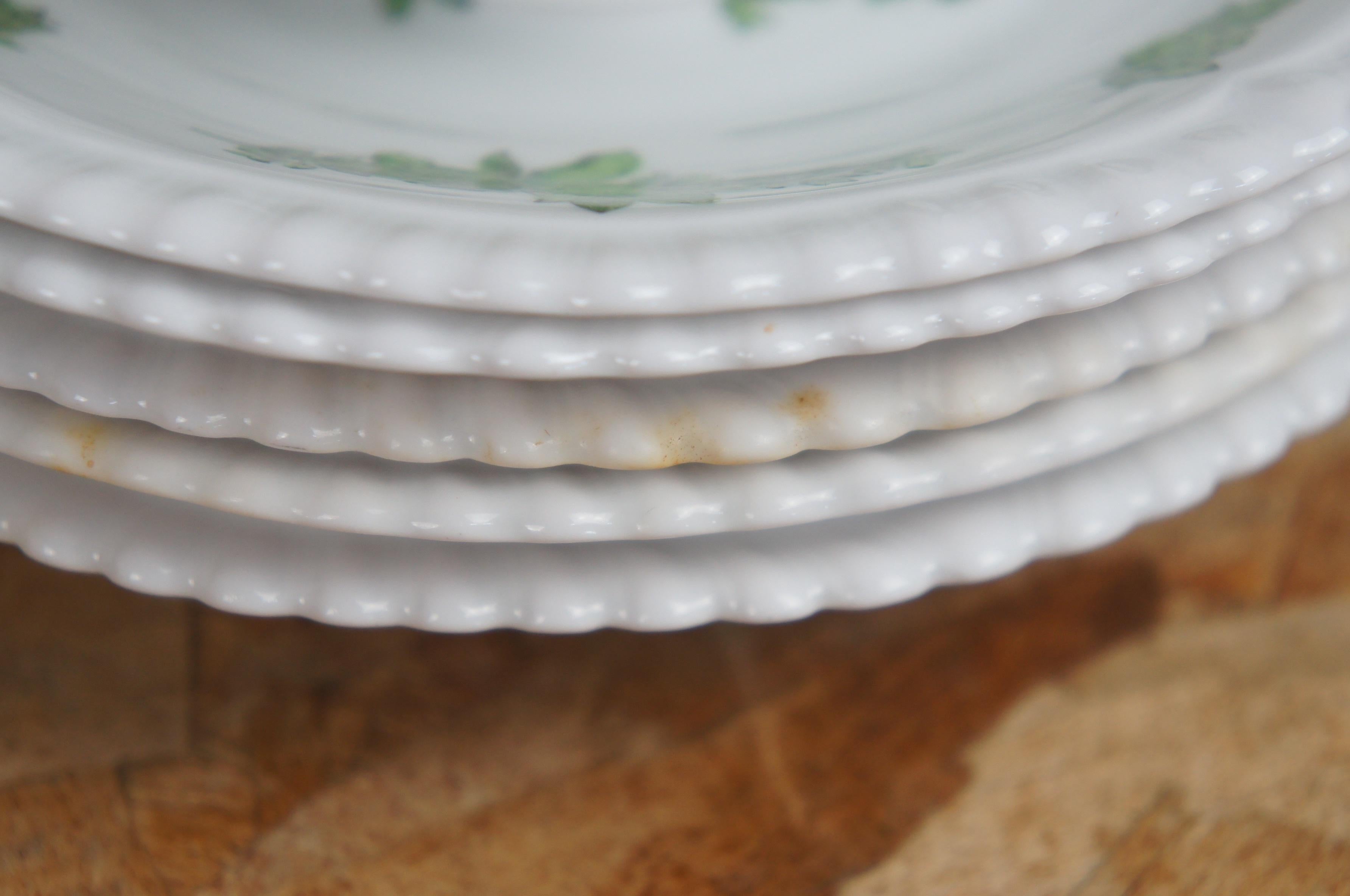 115 Pc Vintage English Spode Green Basket China Dinner Plates Bowls Tea Service 7