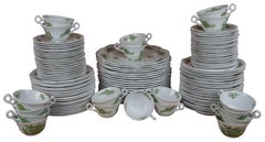 115 Pc Vintage English Spode Green Basket China Dinner Plates Bowls Tea Service
