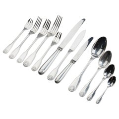 115-Piece Set of Silver-Plated Flatware by Christofle Model Vendome Coquille