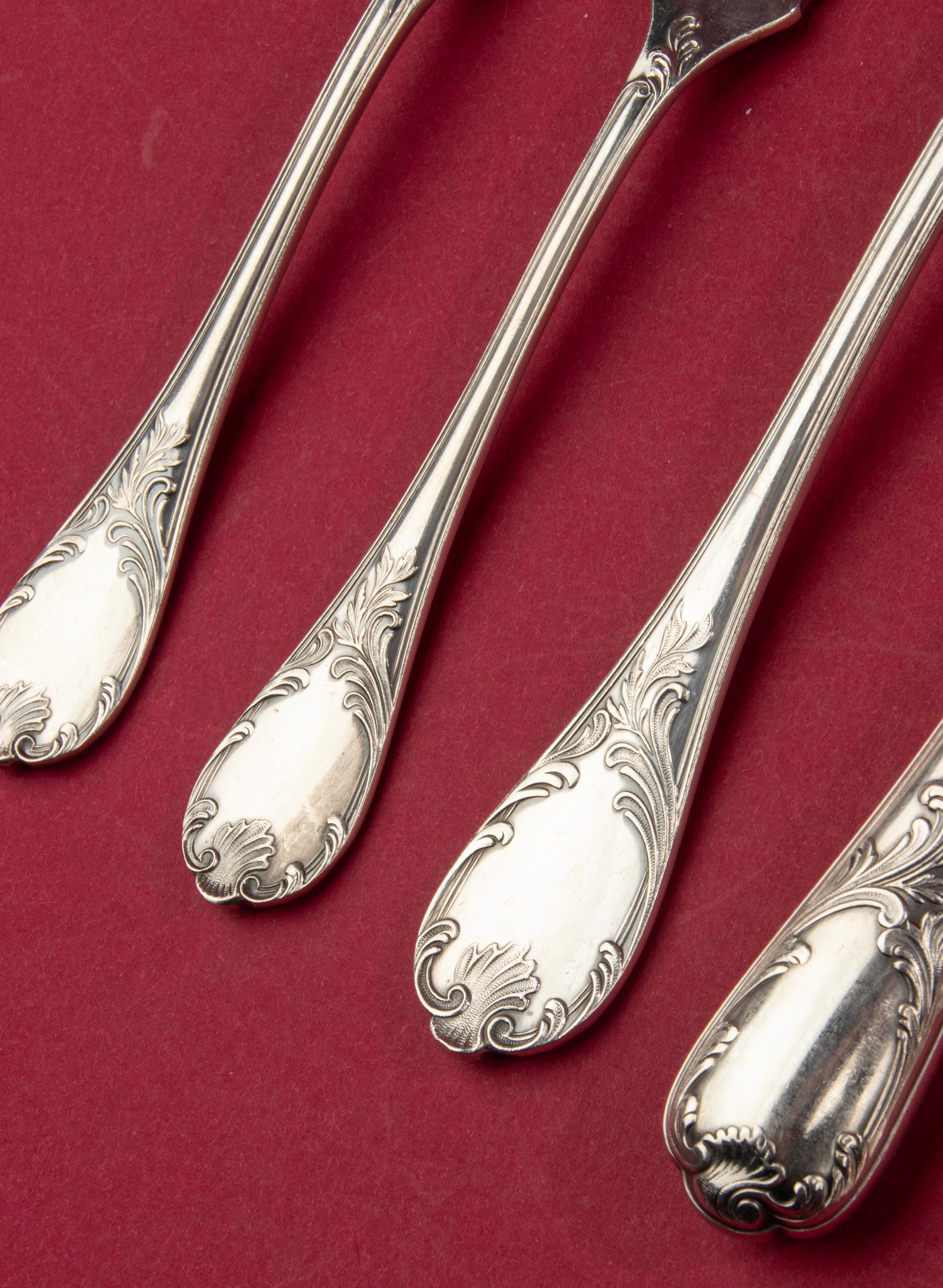 115-Piece Set Silver Plated Tableware - Christofle - Marly In Good Condition In Casteren, Noord-Brabant