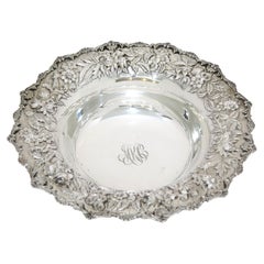 11.5" Sterling Silver S. Kirk & Son Vintage Floral Repousse Footed Serving Bowl