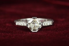 0.89 Carat Asscher Octagonal Diamond Art Deco Engagement Ring