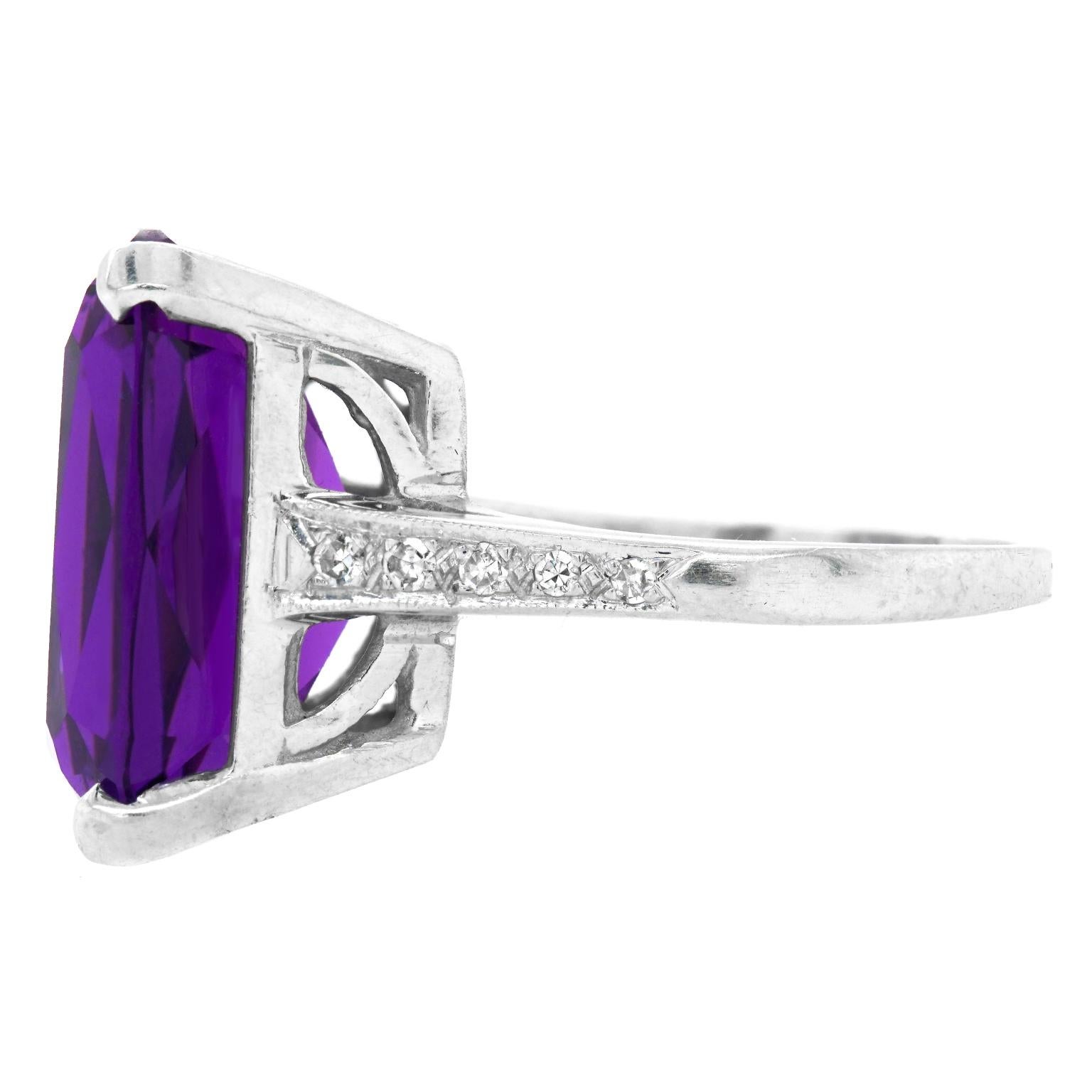 Brilliant Cut 11.50 Carat Amethyst and Diamond Ring