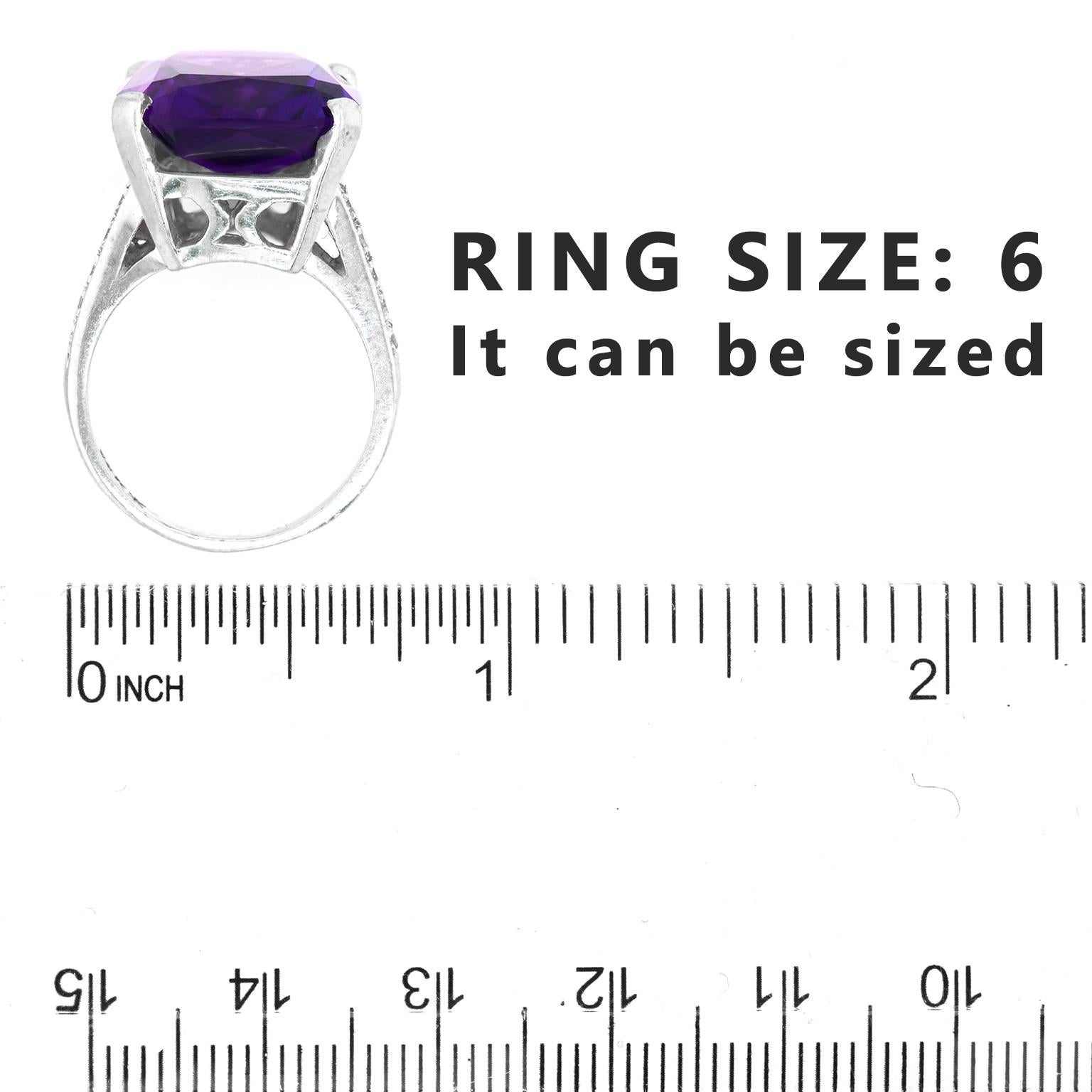 11.50 Carat Amethyst and Diamond Ring 1