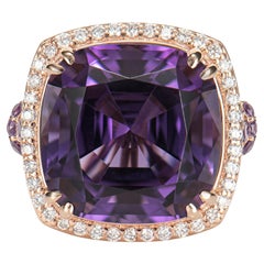 Sunita Nahata 11.50 Carat Amethyst Cocktail Ring in 18KRG with Diamond.